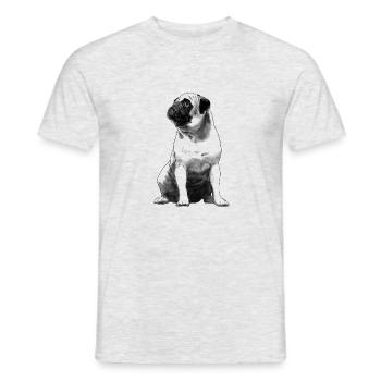 Sitzender Mops Hund - Männer T-Shirt - Grau meliert - Vorne - AI Model Male 178 dark (178cm)