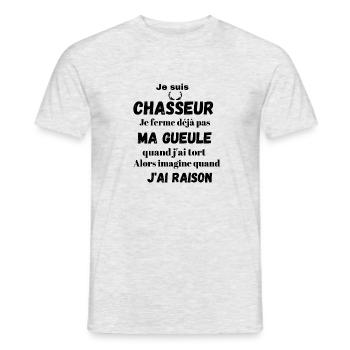 Je suis chasseur - T-shirt homme - gris chiné - Devant - AI Model Male 178 dark (178cm)