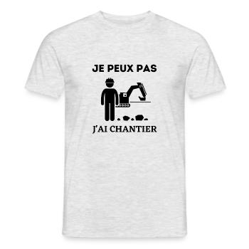 Je peux pas j'ai chantier - T-shirt homme - gris chiné - Devant - AI Model Male 178 dark (178cm)