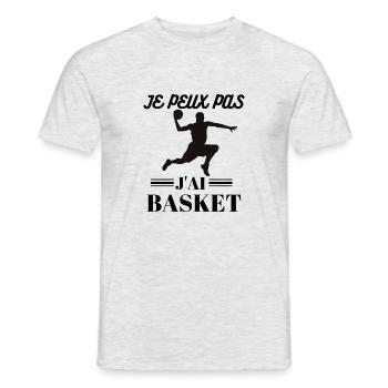 Je peux pas j ai basket - T-shirt homme - gris chiné - Devant - AI Model Male 178 dark (178cm)