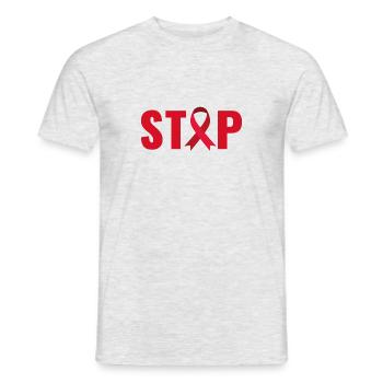 Stopp Gewalt - Männer T-Shirt - Grau meliert - Vorne - AI Model Male 178 dark (178cm)