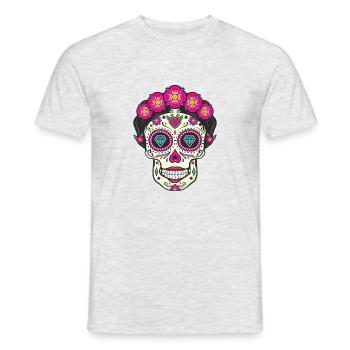 crane floral dia de los muertos - T-shirt homme - gris chiné - Devant - AI Model Male 178 dark (178cm)