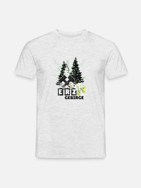 Erzgebirge Frühling mit Hammer und Schlägel, - Männer T-Shirt - Grau meliert