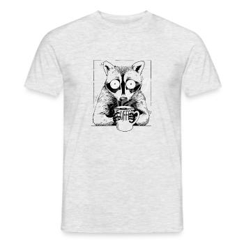 Waschbär auf Kaffee - Männer T-Shirt - Grau meliert - Vorne - AI Model Male 178 dark (178cm)