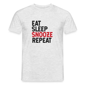 Eat Sleep Snooze Repeat - Männer T-Shirt - Grau meliert - Vorne - AI Model Male 178 dark (178cm)
