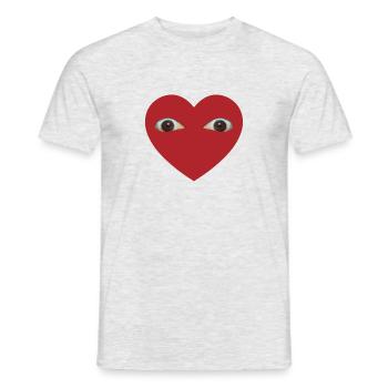 Weirdcore Aesthetic Heart with Human Eyes - Men's T-Shirt - heather grey - Front - AI Model Male 178 dark (178cm)