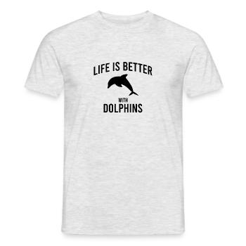 Dolphin Saying - Men's T-Shirt - heather grey - Front - AI Model Male 178 dark (178cm)