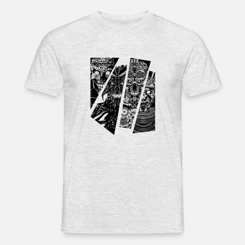 Samurai Roboter Dämon Zombie - Männer T-Shirt - Grau meliert