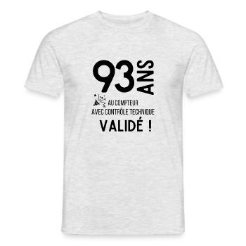 93 an au compteur avec un contrôle technique valid - T-shirt homme - gris chiné - Devant - AI Model Male 178 dark (178cm)