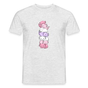Pomossexual Flag Axolotl Pile Kawaii - T-shirt homme - gris chiné - Devant - AI Model Male 178 dark (178cm)