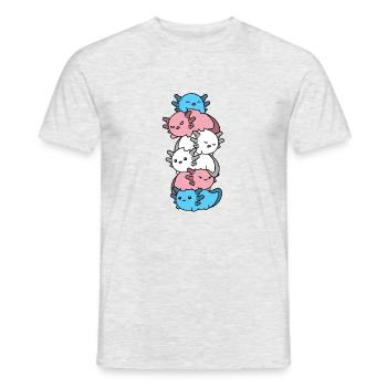 Kawaii Axolotl Bunch Fierté transgenre - T-shirt homme - gris chiné - Devant - AI Model Male 178 dark (178cm)