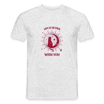 Katze im Mond (pink) - Männer T-Shirt - Grau meliert - Vorne - AI Model Male 178 dark (178cm)