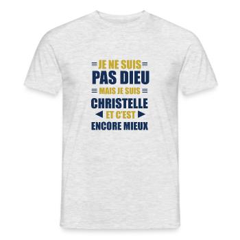 Cadeau femme pour christelle - T-shirt homme - gris chiné - Devant - AI Model Male 178 dark (178cm)