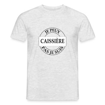 Tshirt femme Je peux pas je suis Caissière - T-shirt homme - gris chiné - Devant - AI Model Male 178 dark (178cm)