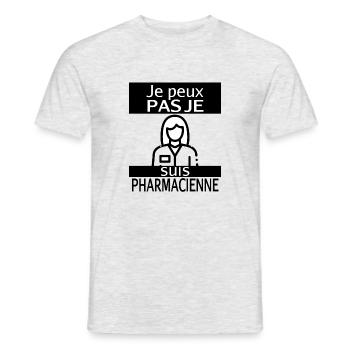 Tshirt femme Je peux pas je suis Pharmacienne - T-shirt homme - gris chiné - Devant - AI Model Male 178 dark (178cm)