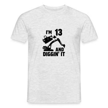 Ich bin 13 und Diggin' It - Männer T-Shirt - Grau meliert - Vorne - AI Model Male 178 dark (178cm)