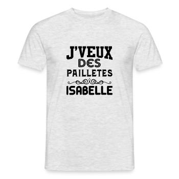Tshirt femme J'veux des pailletes Isabelle - T-shirt homme - gris chiné - Devant - AI Model Male 178 dark (178cm)