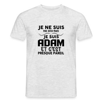 Tshirt homme Je suis pas dieu mais Adam - T-shirt homme - gris chiné - Devant - AI Model Male 178 dark (178cm)
