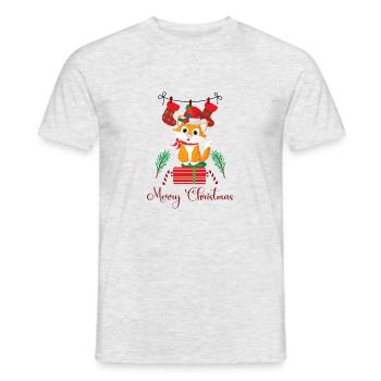 Christmas with a cat - Men's T-Shirt - heather grey - Front - AI Model Male 178 dark (178cm)