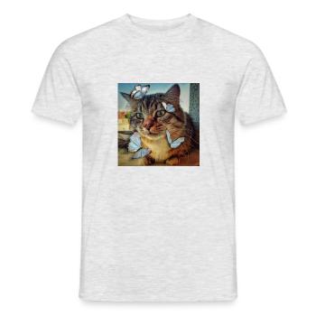 Most beautiful cat in the world n°2 - Men's T-Shirt - heather grey - Front - AI Model Male 178 dark (178cm)
