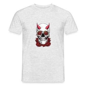 Totenkopf in Rosen - Männer T-Shirt - Grau meliert - Vorne - AI Model Male 178 dark (178cm)