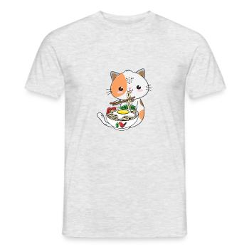 Ramen Cat Tshirt Kawaii Anime - Men's T-Shirt - heather grey - Front - AI Model Male 178 dark (178cm)