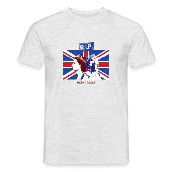 RIP - La reine Elizabeth II - La fin d’une époque - T-shirt homme - gris chiné - Devant - AI Model Male 178 dark (178cm)