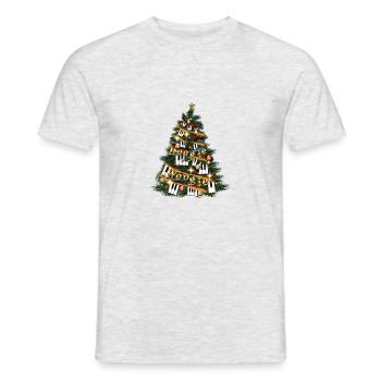 Fun Boogie Woogie and piano keys Xmas tree design. - Men's T-Shirt - heather grey - Front - AI Model Male 178 dark (178cm)