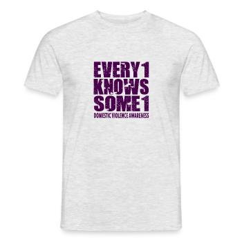 #Every1KnowsSome1 Sensibilisierung für häusliche Gewalt - Männer T-Shirt - Grau meliert - Vorne - AI Model Male 178 dark (178cm)