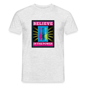 Believe in the Power of Violin - Männer T-Shirt - Grau meliert - Vorne - AI Model Male 178 dark (178cm)