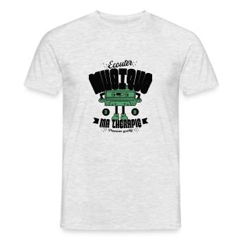 Ecouter musique ma thérapie - T-shirt homme - gris chiné - Devant - AI Model Male 178 dark (178cm)