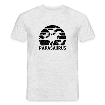Papa Saurus Dino Papa avec trois enfants - Papasaurus - T-shirt homme - gris chiné - Devant - AI Model Male 178 dark (178cm)