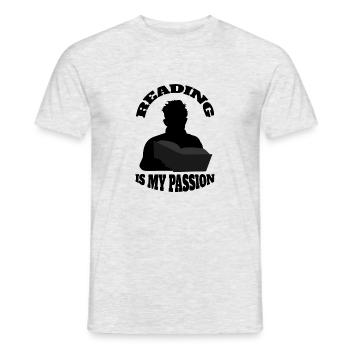 Reading Books Book Lovers Gift Book Readers - Men's T-Shirt - heather grey - Front - AI Model Male 178 dark (178cm)