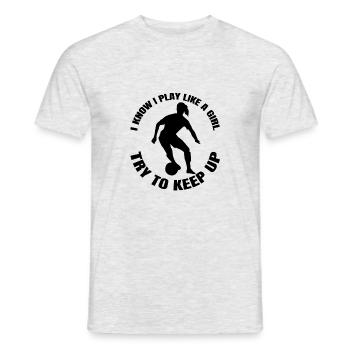 Entraîneur de football Filles de football Femme joueuse de football - T-shirt homme - gris chiné - Devant - AI Model Male 178 dark (178cm)