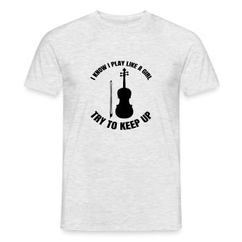 Violon Femme Violon Musique Orchestre de violoniste - T-shirt homme - gris chiné - Devant - AI Model Male 178 dark (178cm)