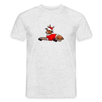 Reindeer with Christmas Sweater - Men's T-Shirt - heather grey - Front - AI Model Male 178 dark (178cm)