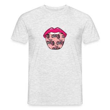 Moto Motard Moto Moto Langue - T-shirt homme - gris chiné - Devant - AI Model Male 178 dark (178cm)
