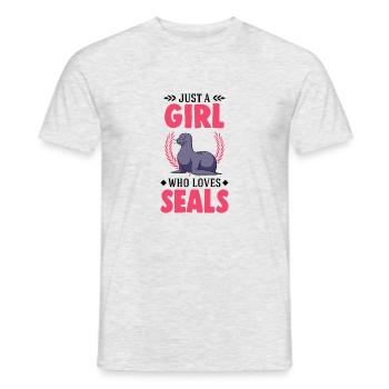Robben Mädchen Seehund Seelöwe - Männer T-Shirt - Grau meliert - Vorne - AI Model Male 178 dark (178cm)