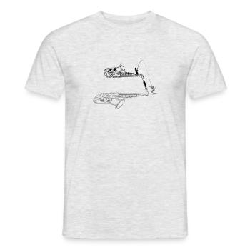 Saxophone Musician Playing Saxophone Fisherman Fis - Männer T-Shirt - Grau meliert - Vorne - AI Model Male 178 dark (178cm)