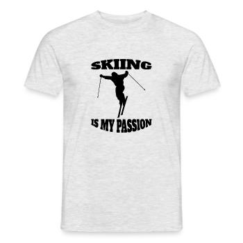 Skieurs Noël Sports d'hiver Ski Skis - T-shirt homme - gris chiné - Devant - AI Model Male 178 dark (178cm)