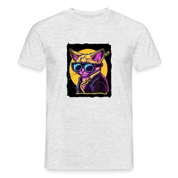 Katze mit Sonnenbrille - Männer T-Shirt - Grau meliert - Vorne - AI Model Male 178 dark (178cm)
