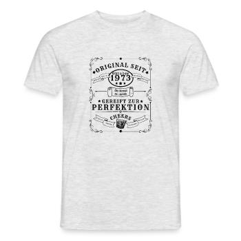 Oktober 1973: 50 Jahre, Gin, Rum, Whisky - Männer T-Shirt - Grau meliert - Vorne - AI Model Male 178 dark (178cm)