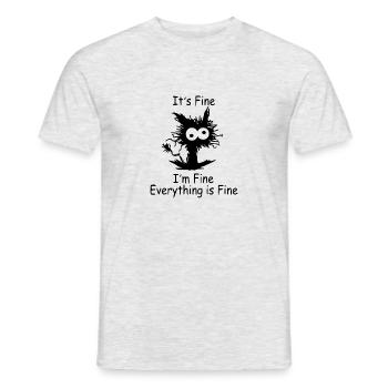 Chat disant que c’est bien Je vais bien Tout va bien - T-shirt homme - gris chiné - Devant - AI Model Male 178 dark (178cm)