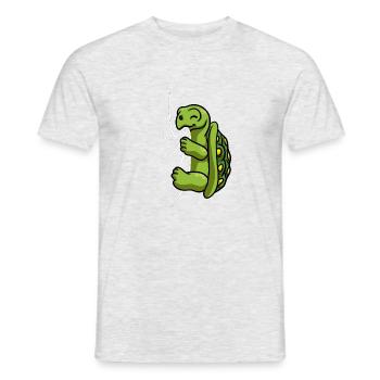 Mignon Tortue en tissu mordant Sucking Turtle - T-shirt homme - gris chiné - Devant - AI Model Male 178 dark (178cm)