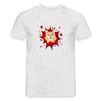 Comic Dog Design - Pow - Pembroke Welsh Corgi - T-shirt homme - gris chiné - Devant - AI Model Male 178 dark (178cm)