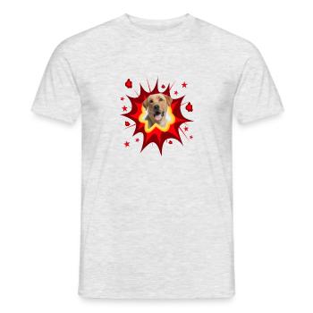 Comic Dog Design - Pow - Labrador Retriever - Men's T-Shirt - heather grey - Front - AI Model Male 178 dark (178cm)