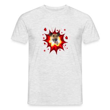 Conception de chien comique - Pow - Fox Terrier - T-shirt homme - gris chiné - Devant - AI Model Male 178 dark (178cm)