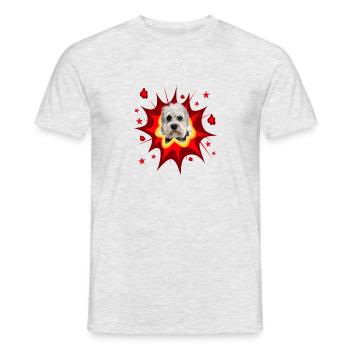 Comic Hund Design - Pow - Dandy Dinmont Terrier - Männer T-Shirt - Grau meliert - Vorne - AI Model Male 178 dark (178cm)