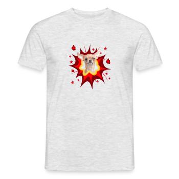 Comic Dog Design - Pow - Chihuahua - Men's T-Shirt - heather grey - Front - AI Model Male 178 dark (178cm)