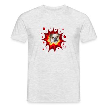 Comic Dog Design - Pow - Bulldog - Men's T-Shirt - heather grey - Front - AI Model Male 178 dark (178cm)